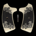 Faux Ivory Floral Checkered Extended Smith & Wesson J-Frame Grips