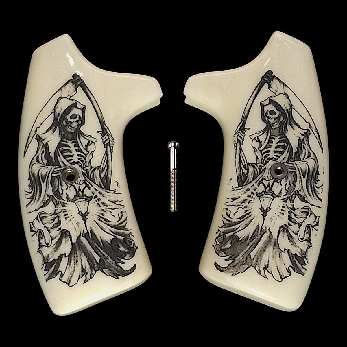 Faux Ivory Grim Reaper Extended Smith & Wesson J-Frame Grips