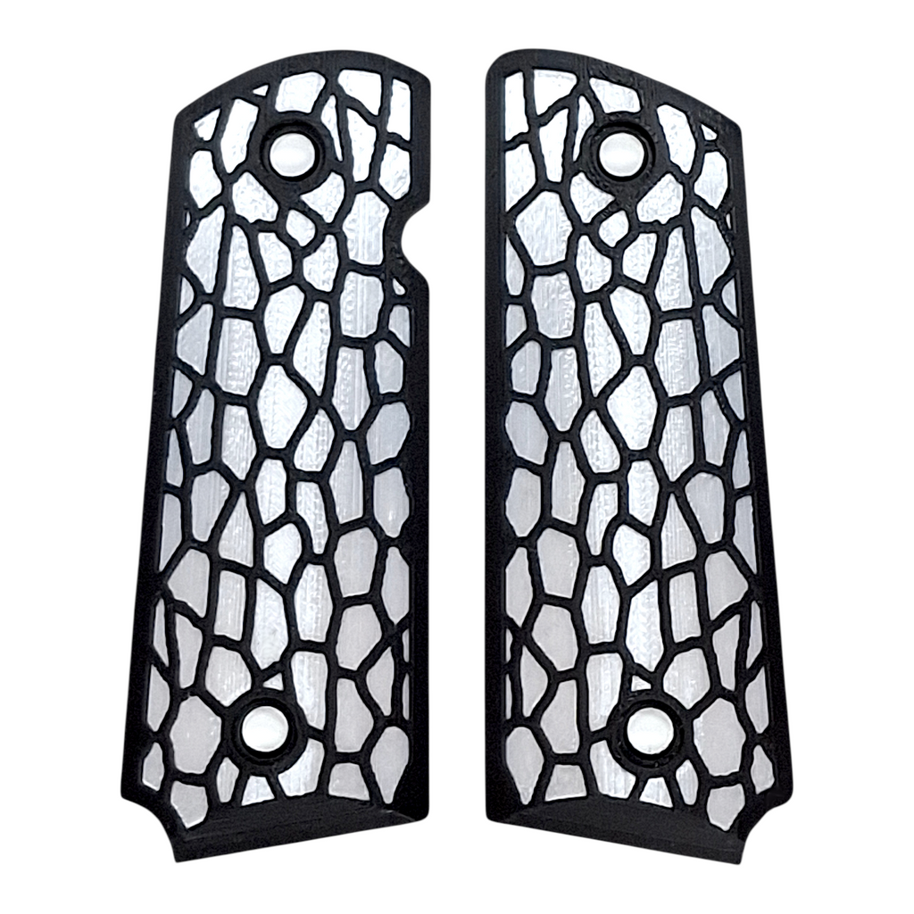 White & Black Reptile Printed 1911 Grips (Compact)