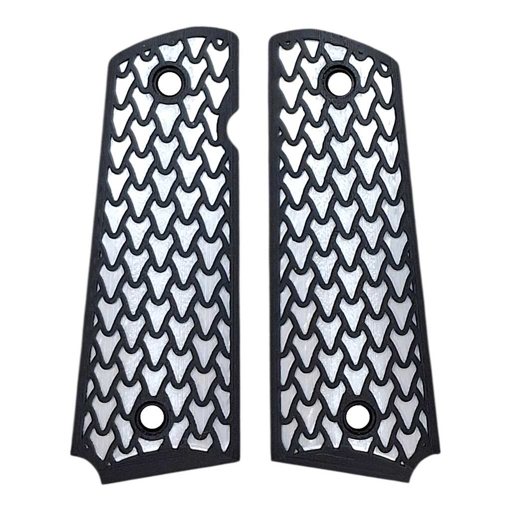 White & Black Dragon Scale Printed 1911 Grips (Full Size)