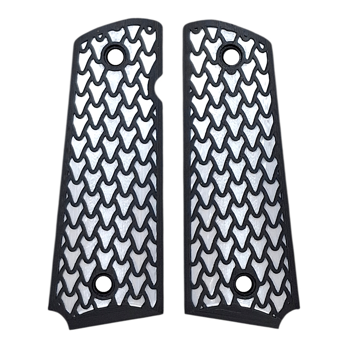 White & Black Dragon Scale Printed 1911 Grips (Full Size)