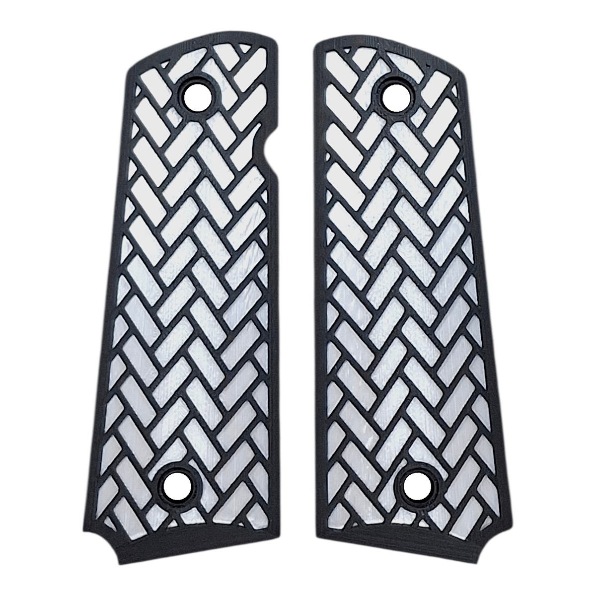 White & Black Weave Printed 1911 Grips (Full Size)