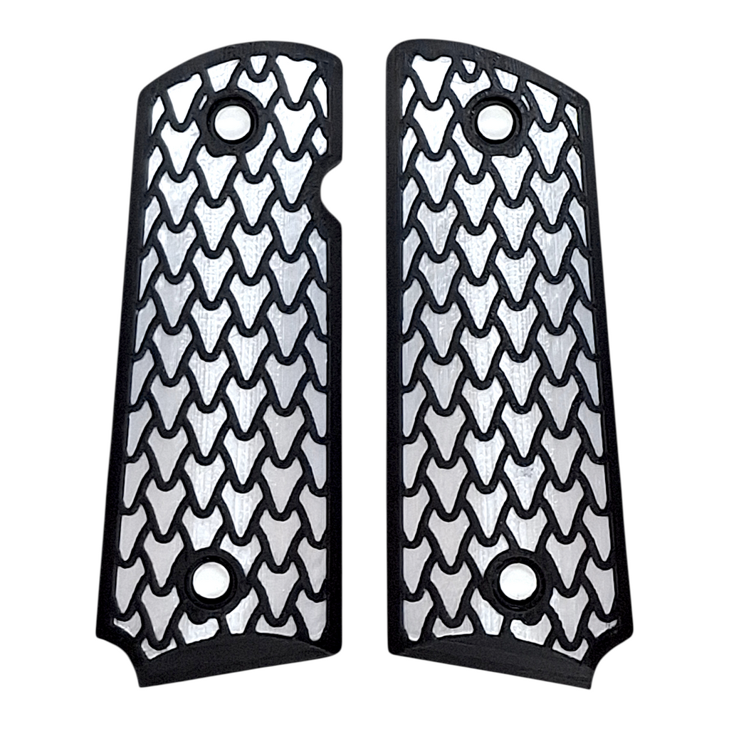 White & Black Dragon Scale Printed 1911 Grips (Compact)