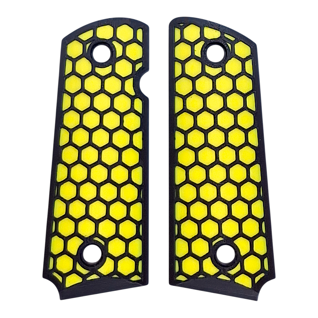 Yellow & Black Honeycomb Printed 1911 Grips (Compact)