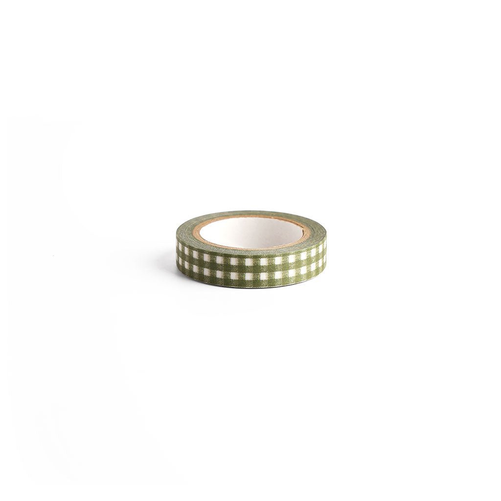 Gingham Washi Tape - Khaki Green