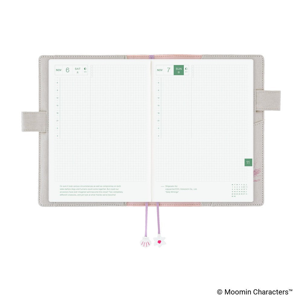 Hobonichi Techo Cover Cousin A5 - Moomin: My Yard (Pink Gray)