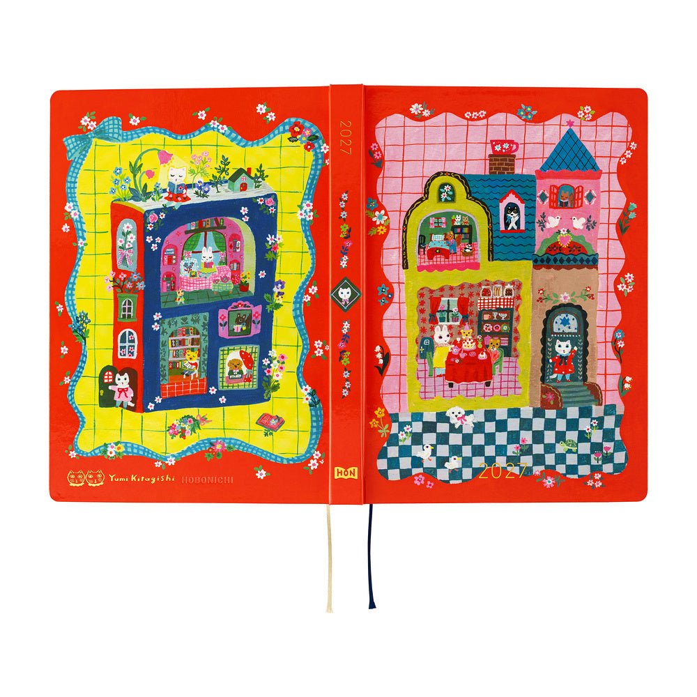 Hobonichi Techo HON A5 2027 - Yumi Kitagishi: White Cat and Rabbit's Tea Room