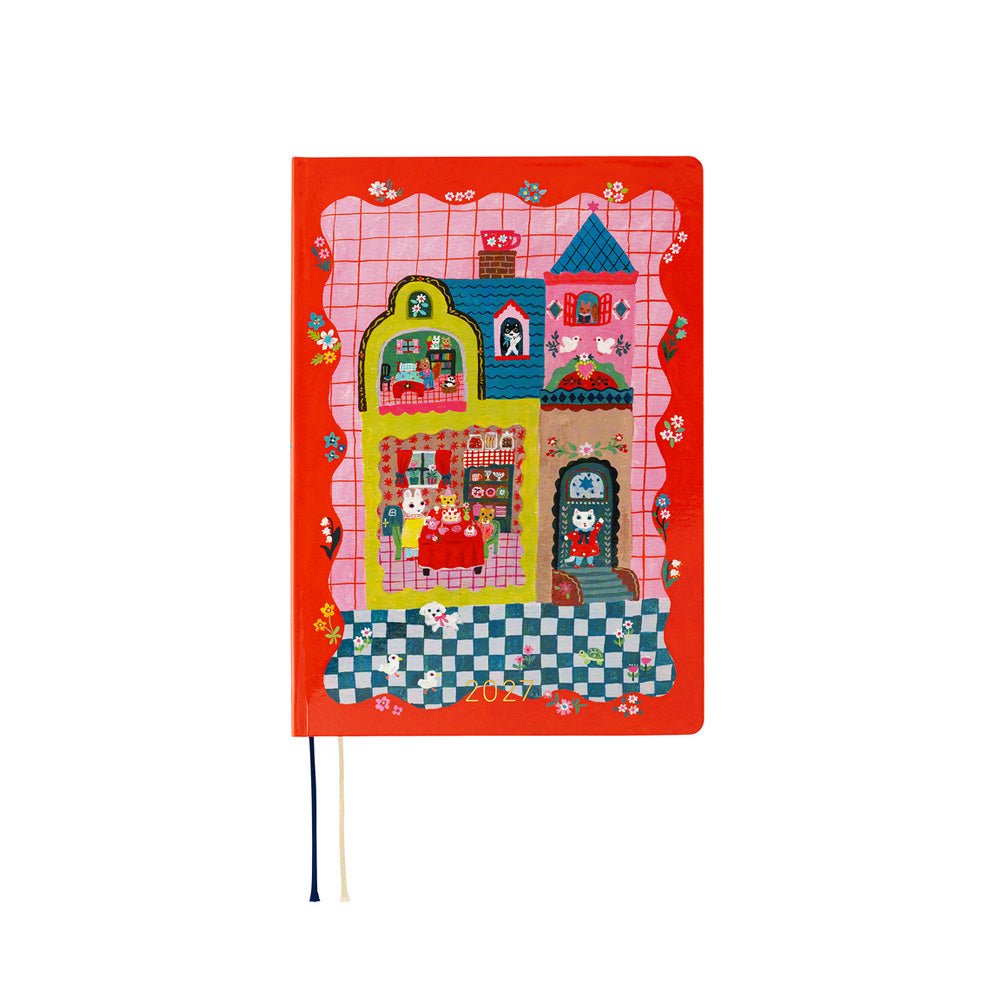 Hobonichi Techo HON A6 2027 - Yumi Kitagishi: White Cat and Rabbit's Tea Room