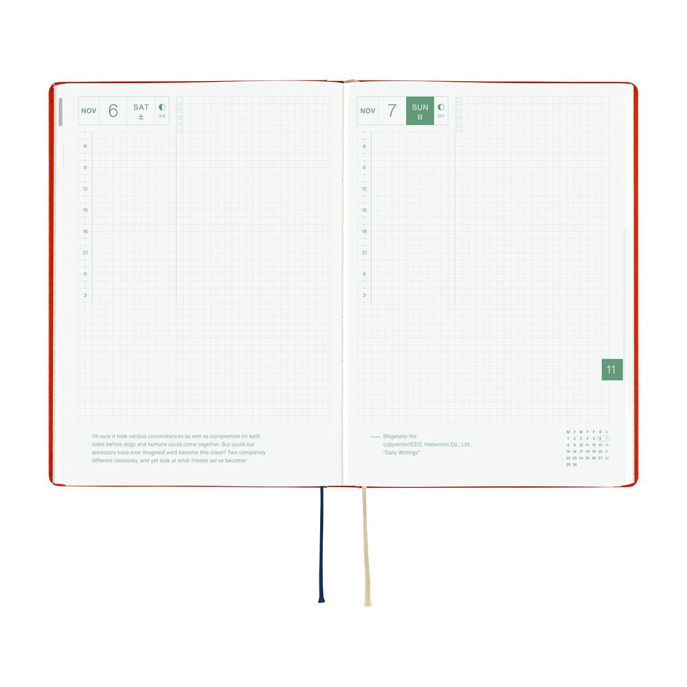 Hobonichi Techo HON A6 2027 - Yumi Kitagishi: White Cat and Rabbit's Tea Room