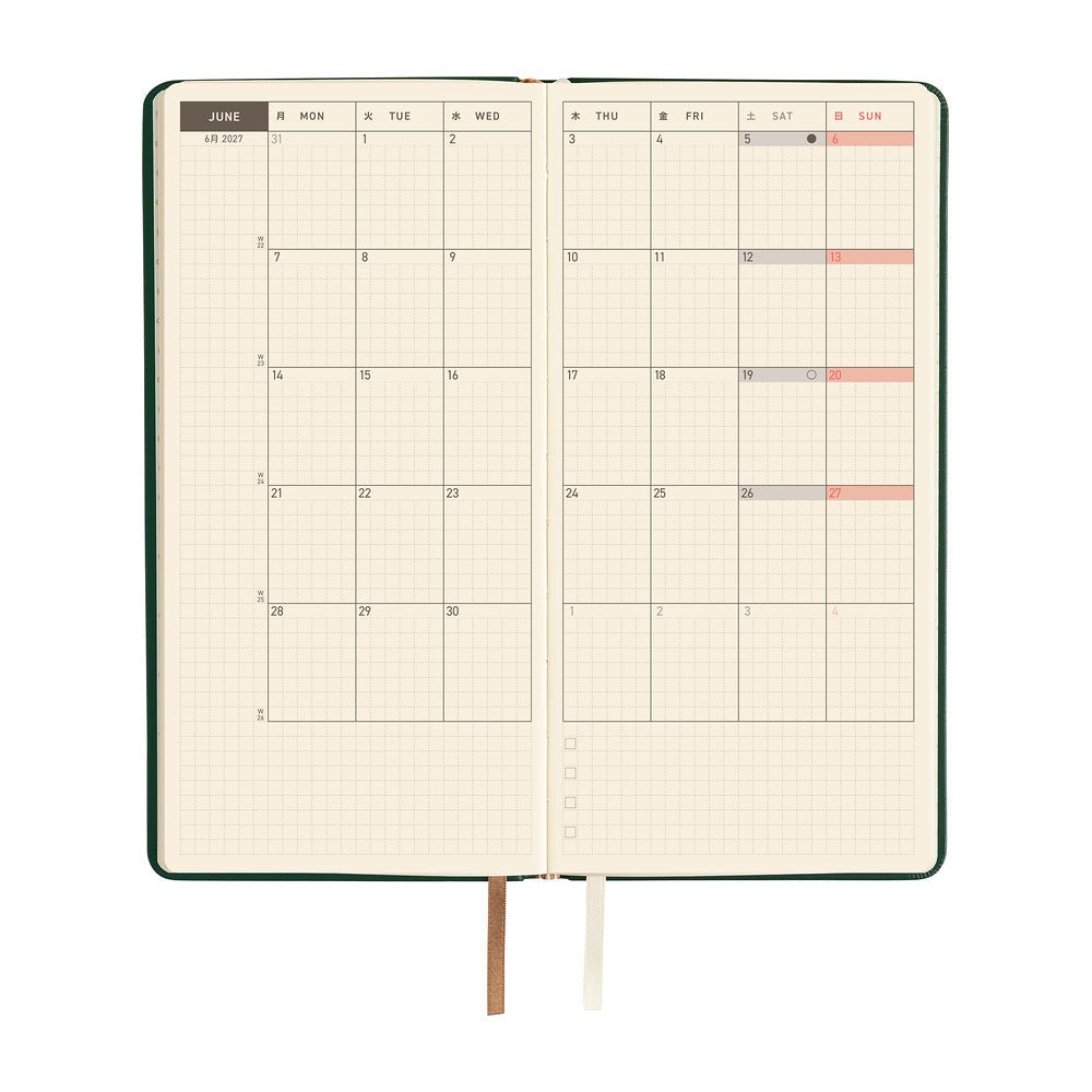 Hobonichi Techo Weeks 2027 - Leather: Forest Green