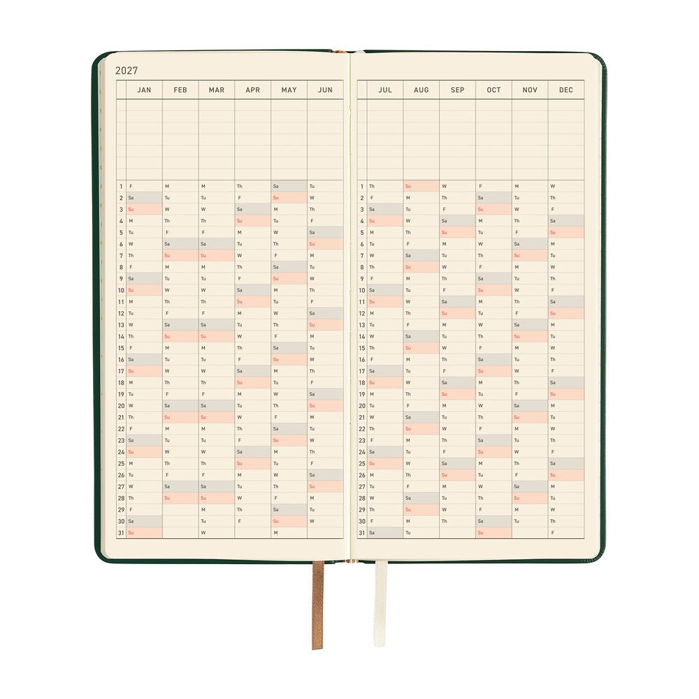 Hobonichi Techo Weeks 2027 - Leather: Forest Green