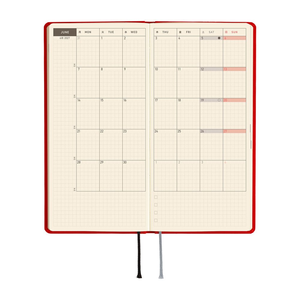Hobonichi Techo Weeks Mega 2027 - Colors: Poppy Red