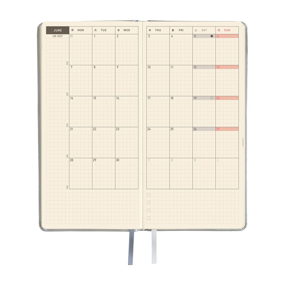 Hobonichi Techo Weeks 2027 - Leather: Noble Silver