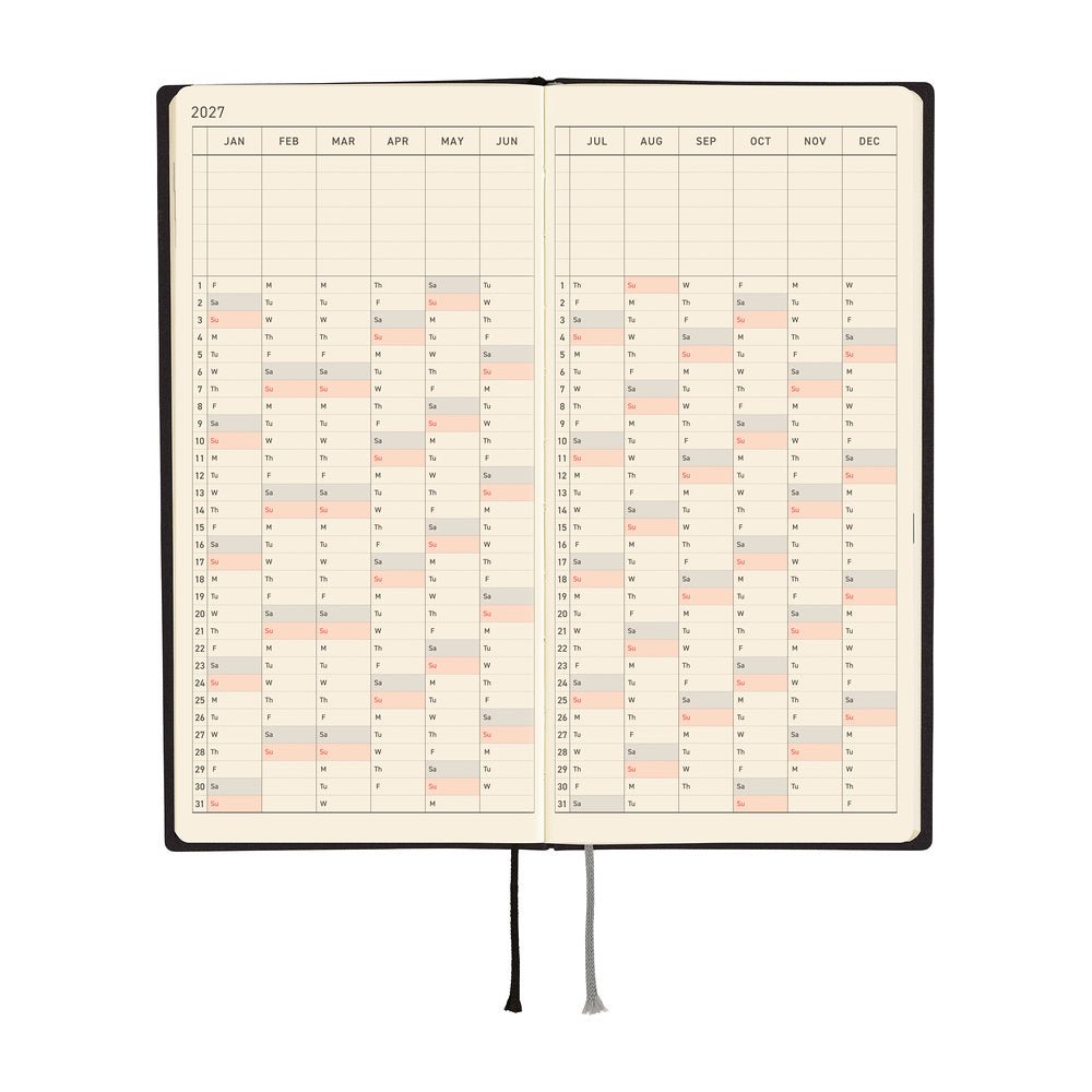 Hobonichi Techo Weeks 2027 - White Line: Black