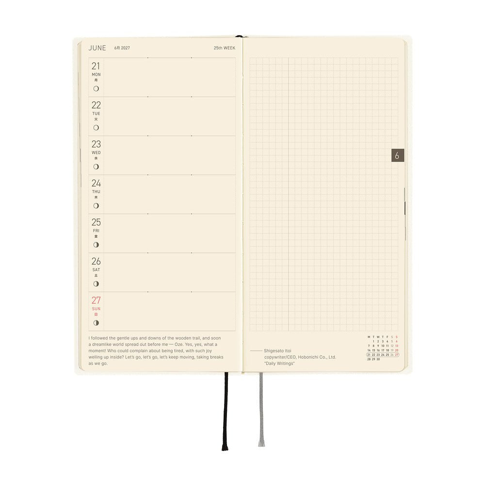 Hobonichi Techo Weeks 2027 - White Line: Ivory