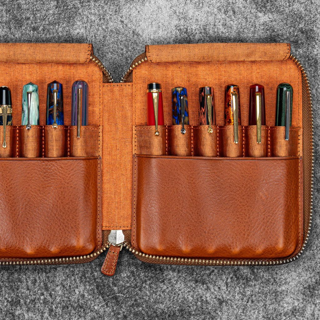 Legacy Leather Zip Pen Case for 12 Pens