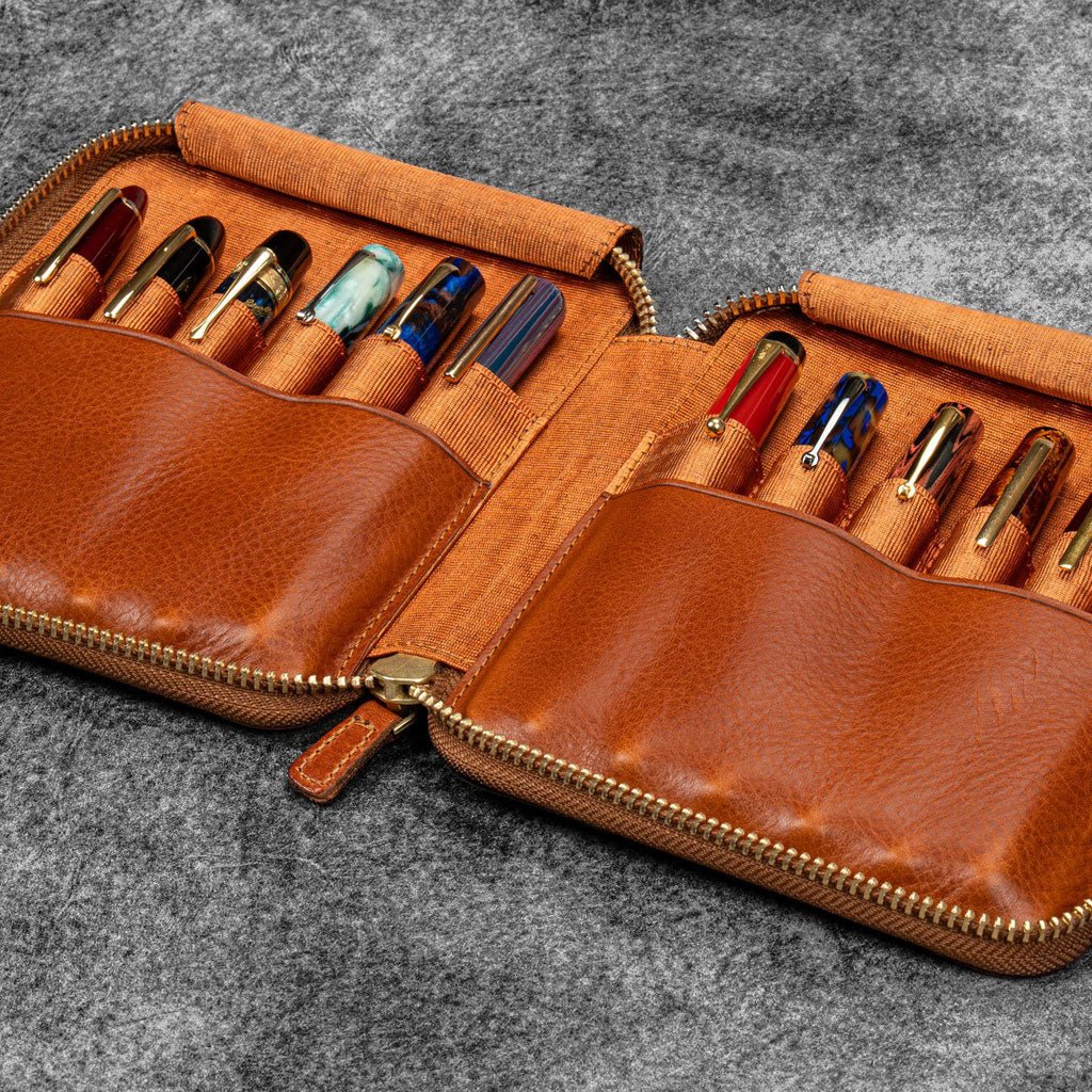 Legacy Leather Zip Pen Case for 12 Pens
