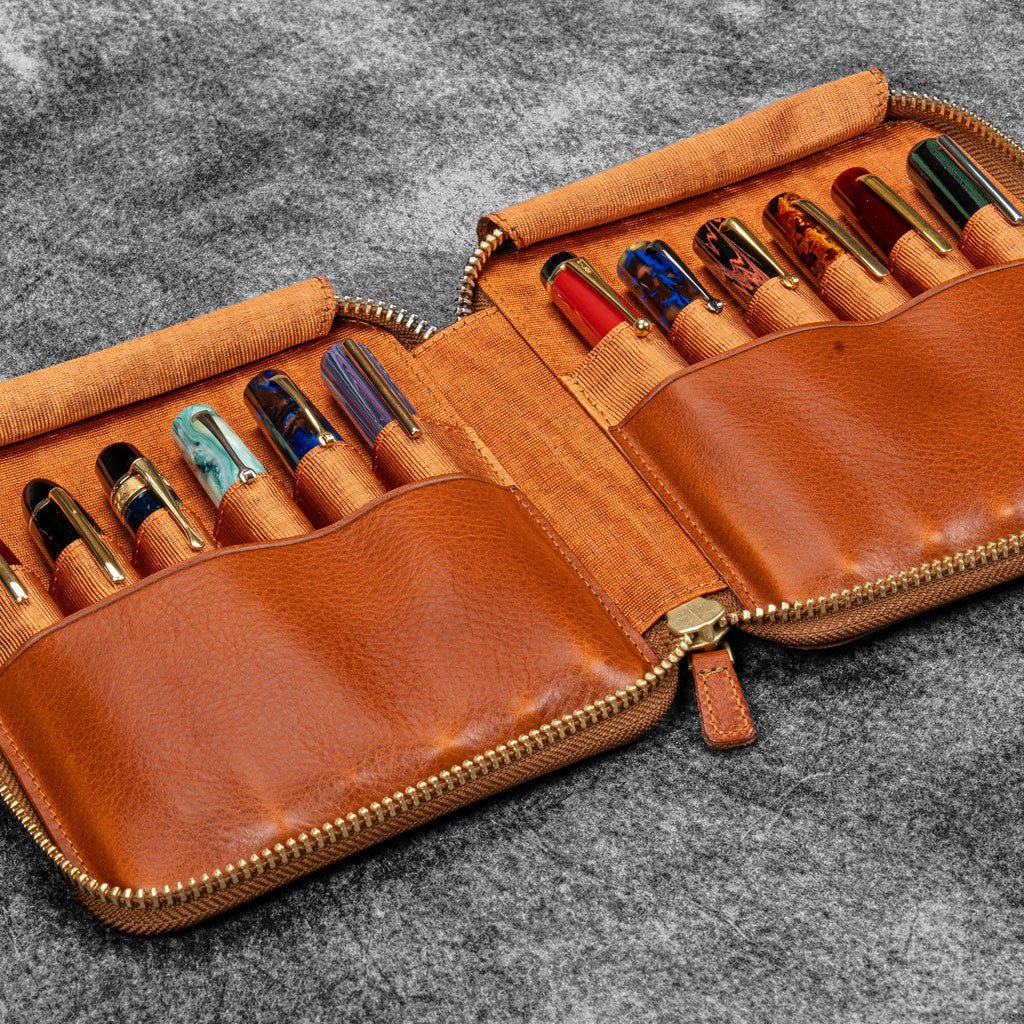 Legacy Leather Zip Pen Case for 12 Pens
