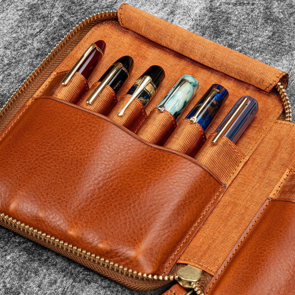 Legacy Leather Zip Pen Case for 12 Pens