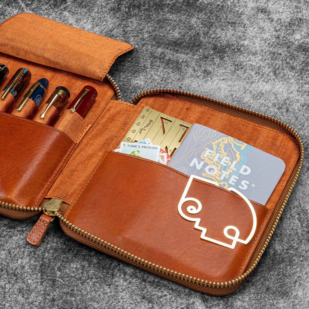 Legacy Leather Zip Pen Case for 6 Pens