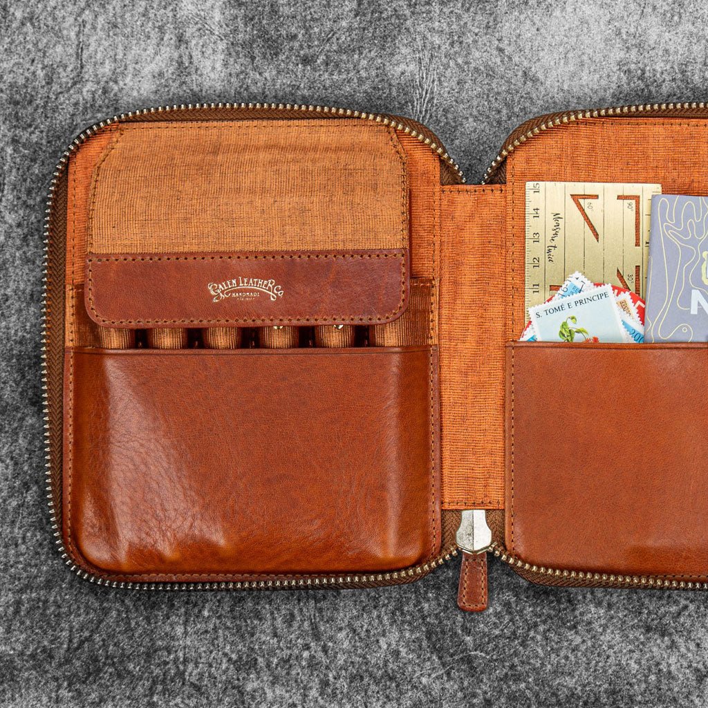 Legacy Leather Zip Pen Case for 6 Pens