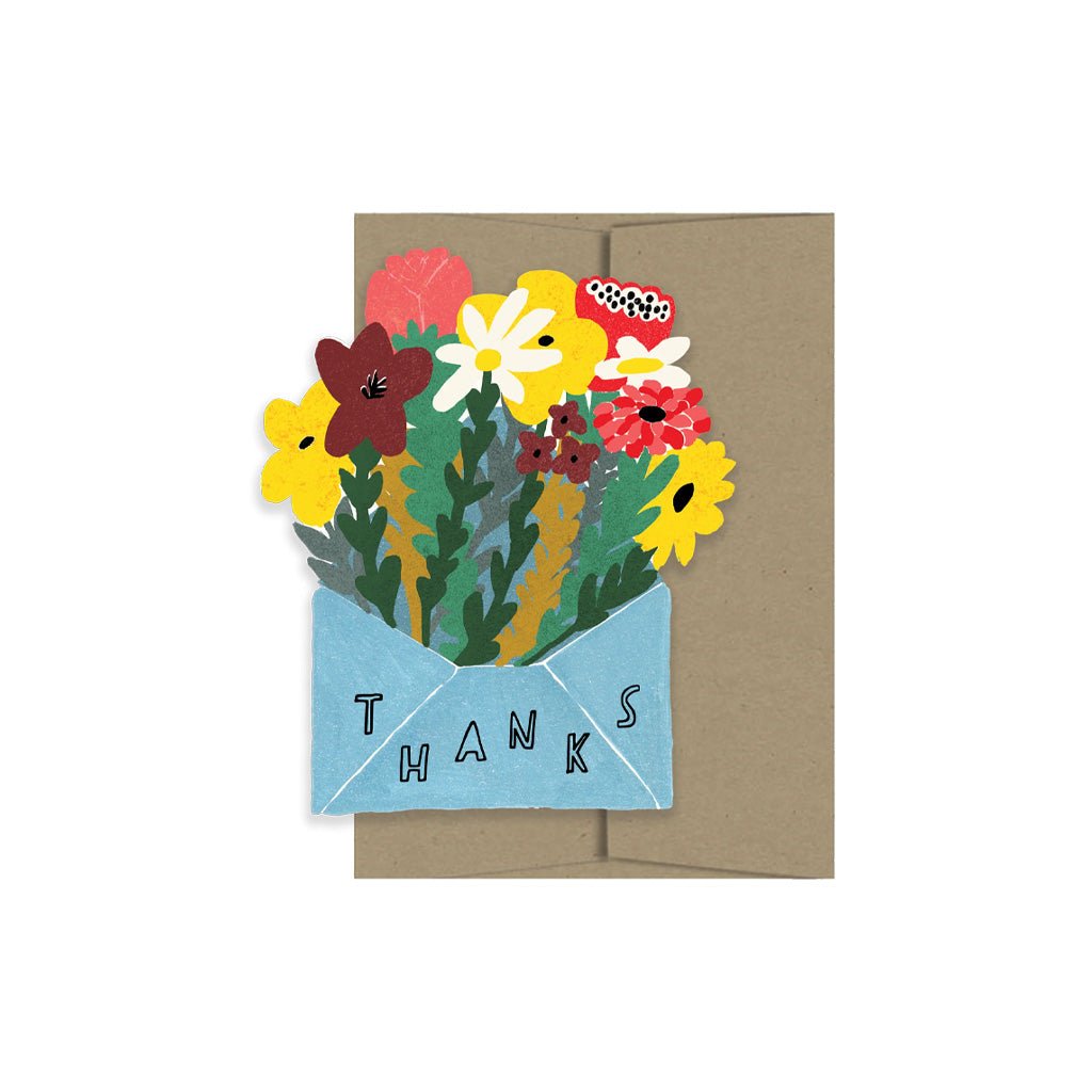 Thank You with Flowers Die-Cut Card