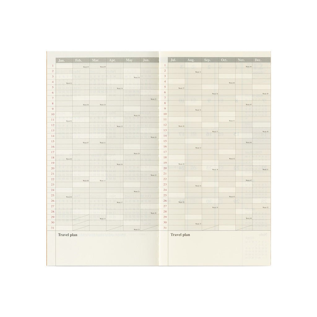 Traveler's Notebook Refill 2027 Monthly Diary