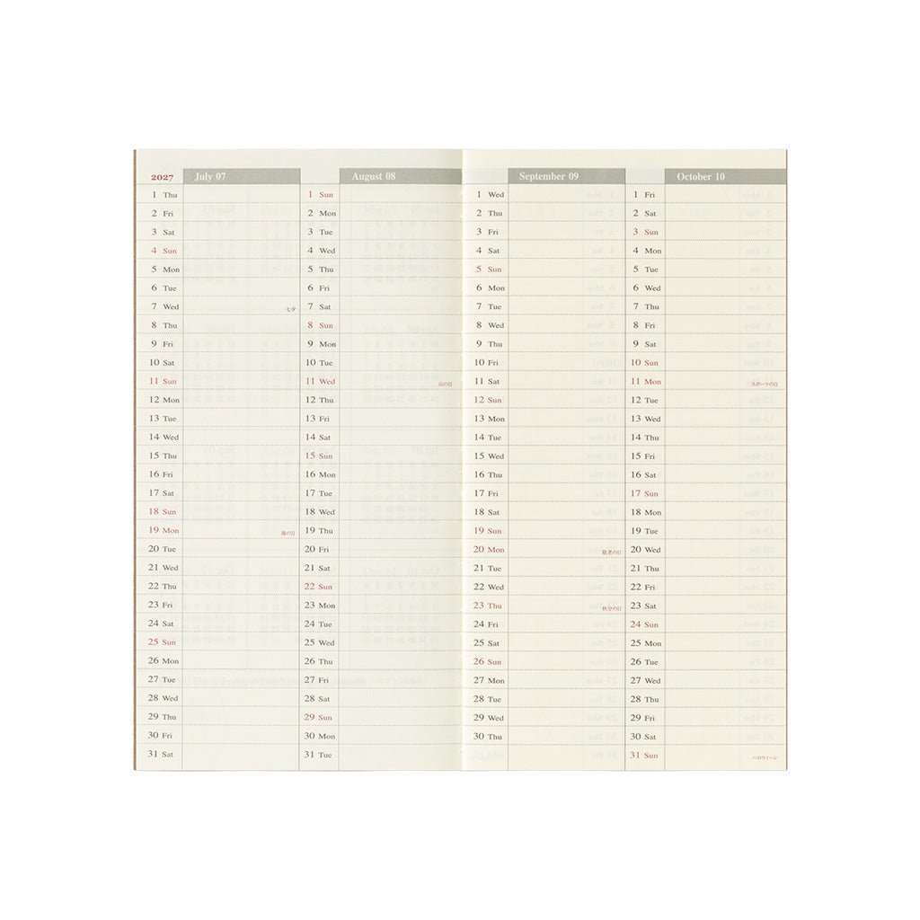 Traveler's Notebook Refill 2027 Diary Weekly + Memo