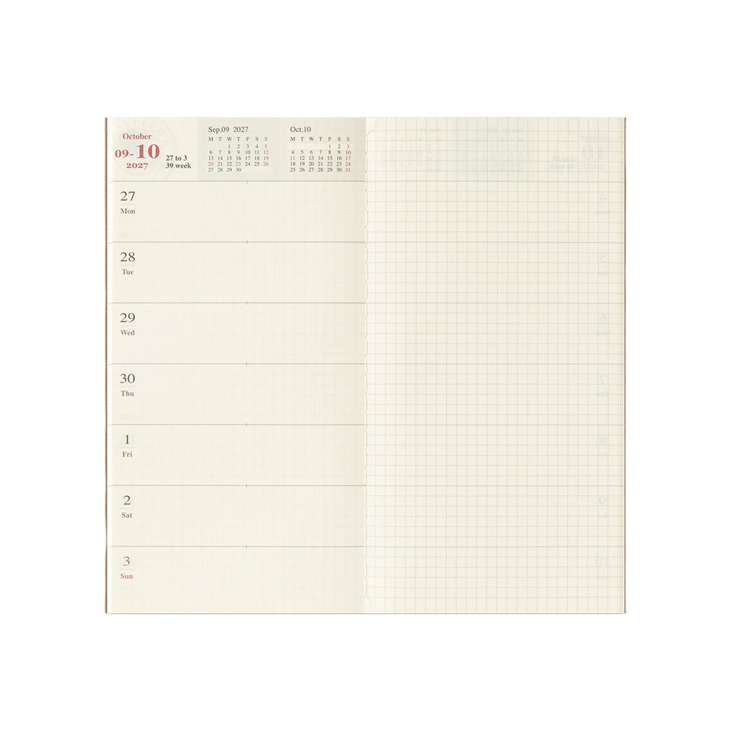 Traveler's Notebook Refill 2027 Diary Weekly + Memo