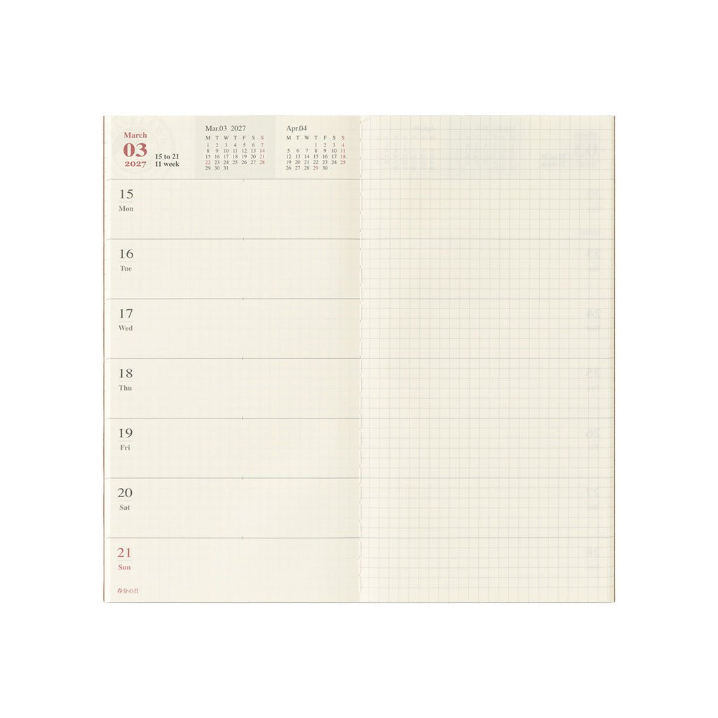 Traveler's Notebook Refill 2027 Diary Weekly + Memo