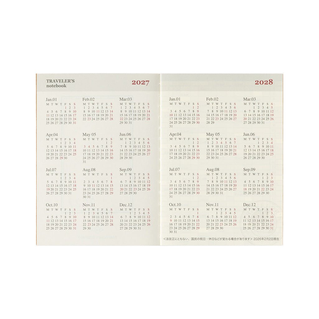 Traveler's Passport Notebook Refill 2027 Monthly Diary