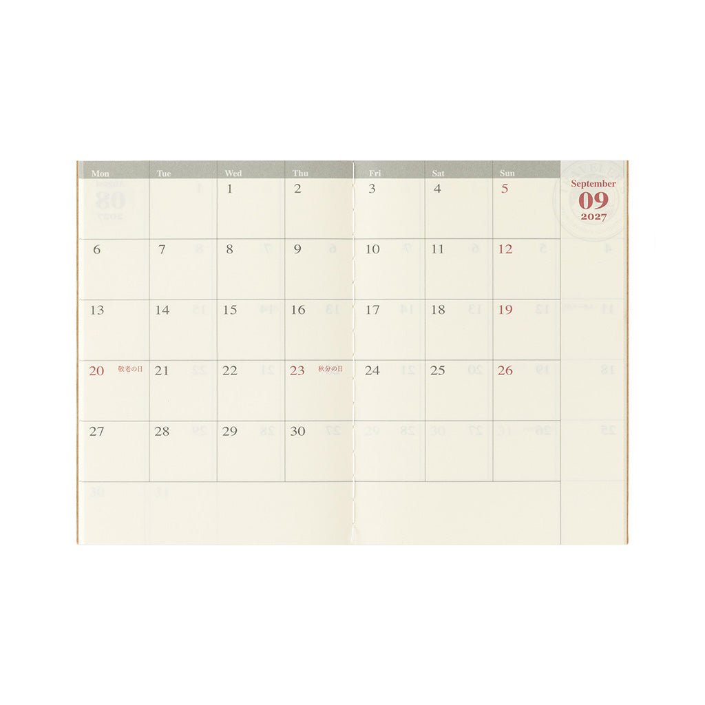 Traveler's Passport Notebook Refill 2027 Monthly Diary