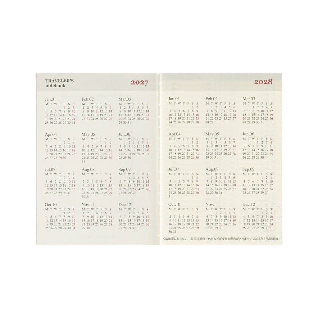 Traveler's Passport Notebook Refill 2027 Weekly Diary