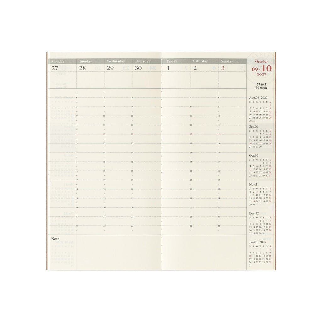 Traveler's Notebook Refill 2027 Diary Weekly Vertical