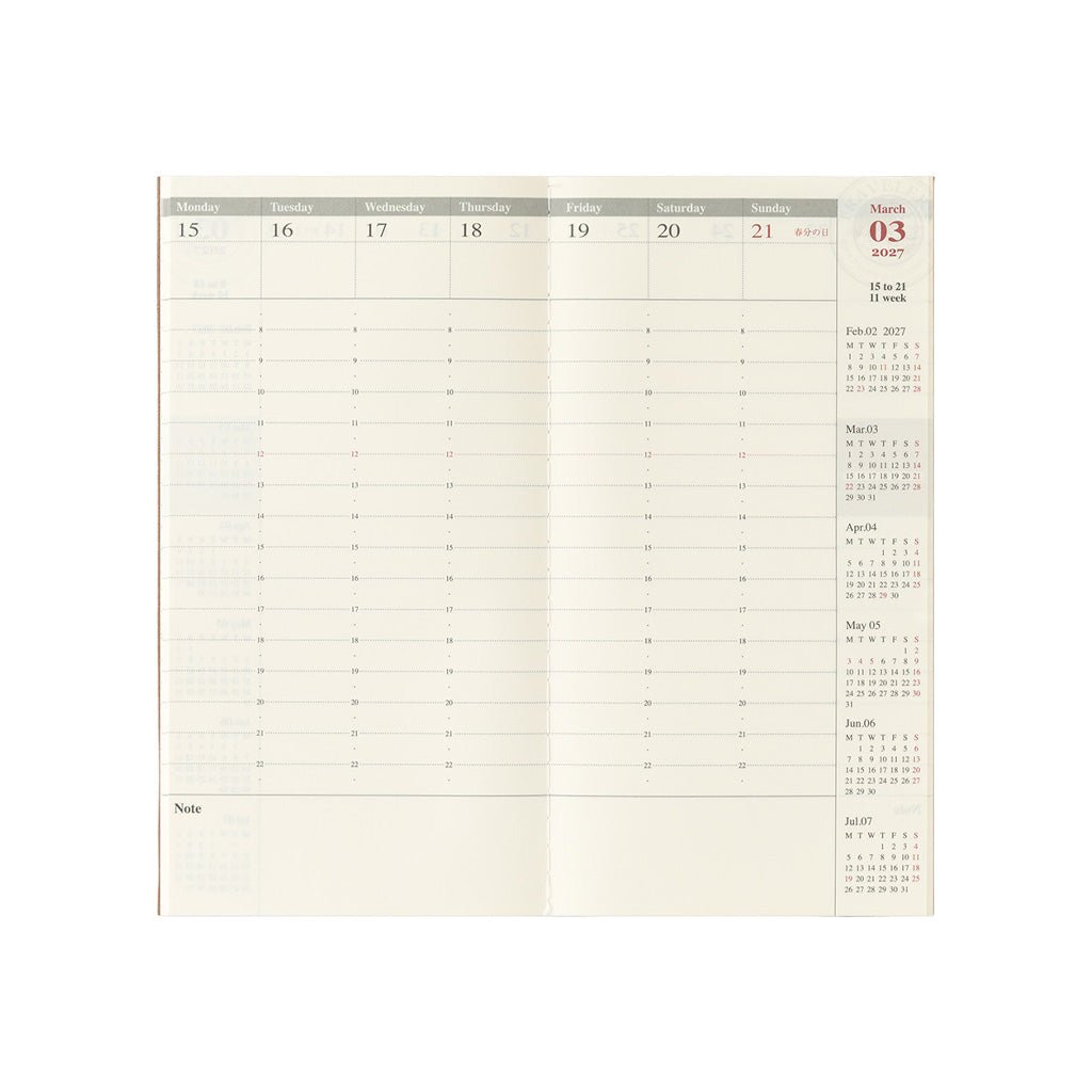 Traveler's Notebook Refill 2027 Diary Weekly Vertical